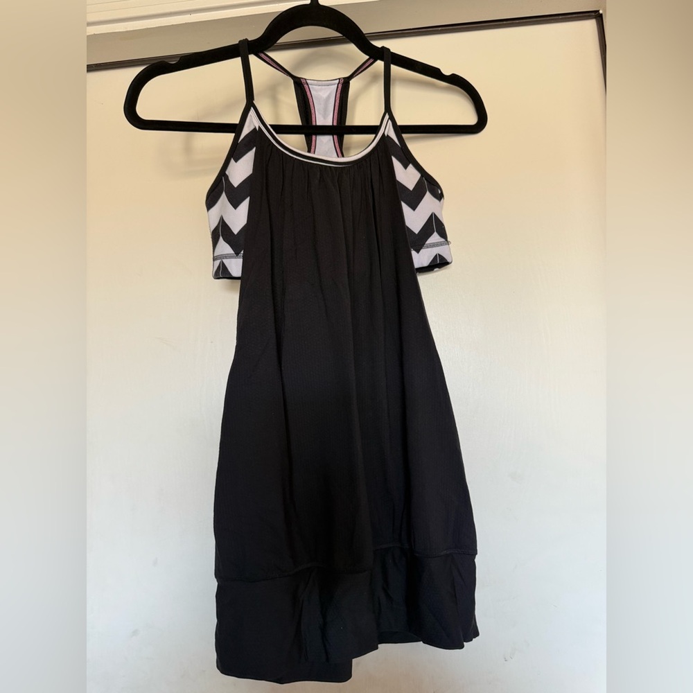 lululemon athletica Black Tank Tennis Dress with Chevron Accent